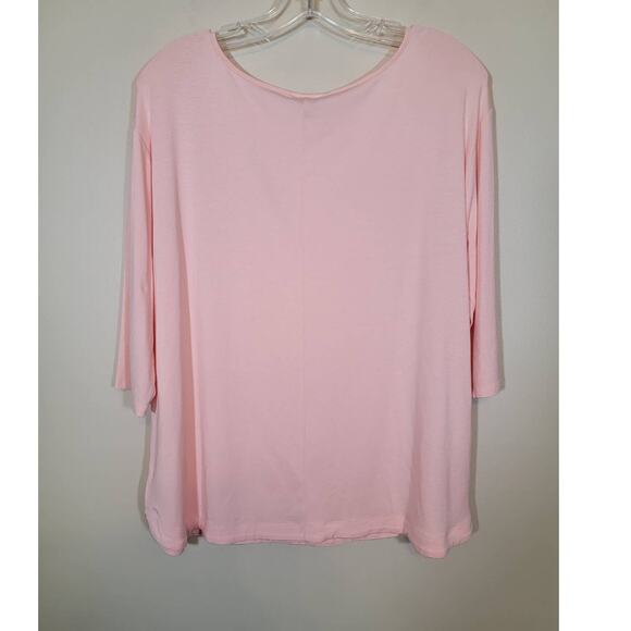 J. Jill Wearever Collection Round Neck Blouse Top 3/4 Sleeve Peach Size Large - Picture 5 of 5